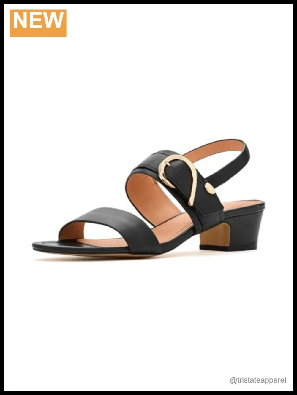 Patresa Slingback Block Heel Sandal Faux Leather Open Toe